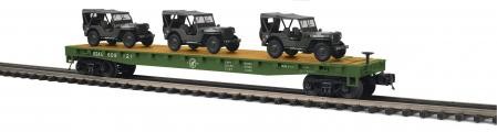 20-95672  US Army 60' Flat w/3 Willys Transport Vehicles