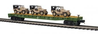 20-95673  US Army 60' Flat w/3 Willys Transport Vehicles